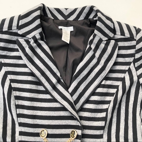 Caché Nautical Striped Blazer Size 12 - Picture 3 of 8